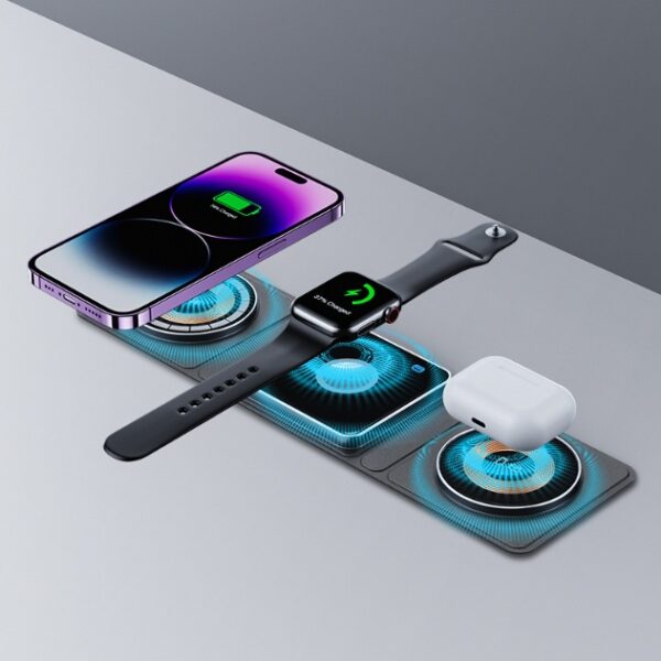 3 in 1 Magnetic Folding Wireless Charger - Transparent Fast Charging Dock