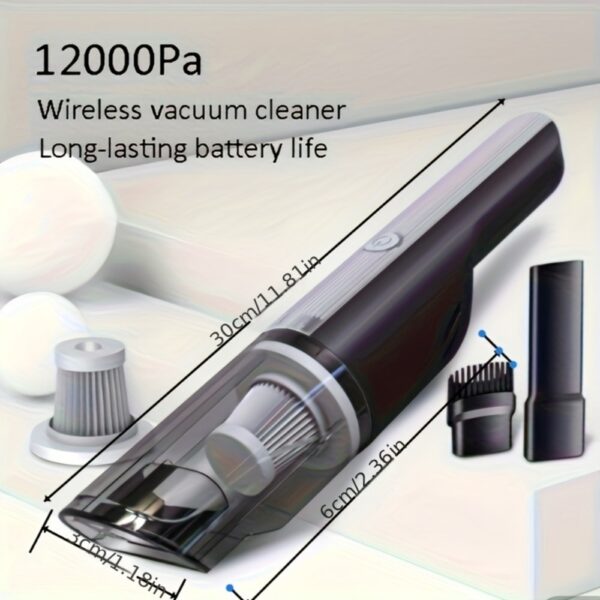 Wireless Silver Car Vacuum Cleaner with Strong Suction and Rechargeable Battery