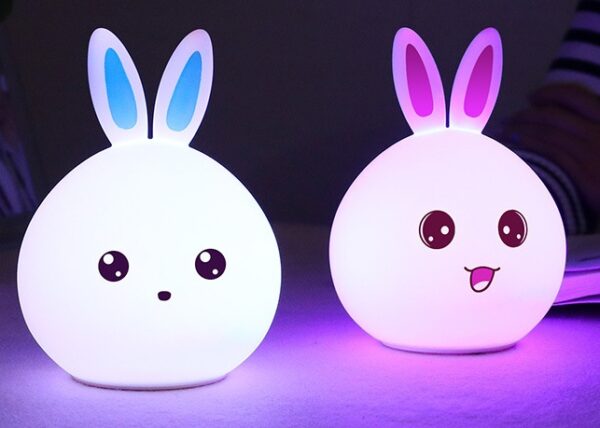 Cute Rabbit Night Light with Touch Sensor and Colorful LED