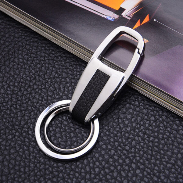 Creative Leather Keychain with Metal Car Key Pendant