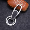 Creative Leather Keychain with Metal Car Key Pendant