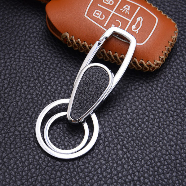 Creative Leather Keychain with Metal Car Key Pendant