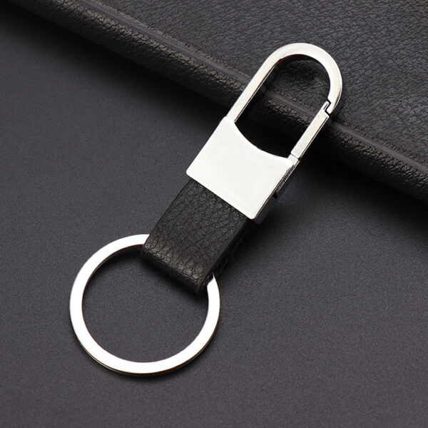 Creative Leather Keychain with Metal Car Key Pendant