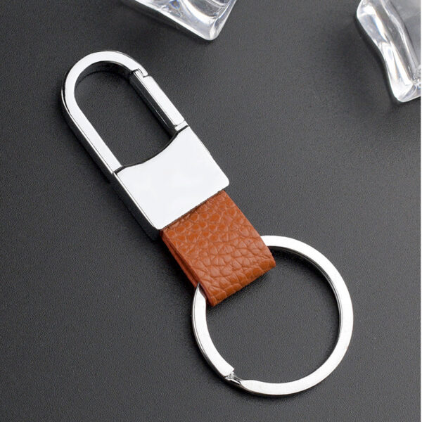 Creative Leather Keychain with Metal Car Key Pendant