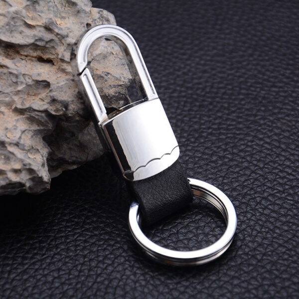 Creative Leather Keychain with Metal Car Key Pendant