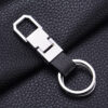 Creative Leather Keychain with Metal Car Key Pendant