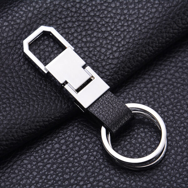 Creative Leather Keychain with Metal Car Key Pendant