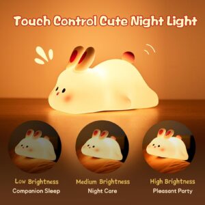 Cute Rabbit LED Night Light with Touch Sensor for Kids