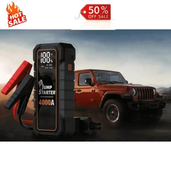 20000mAh 12V Car Battery Starter with 4000A Peak and USB Fast Charging