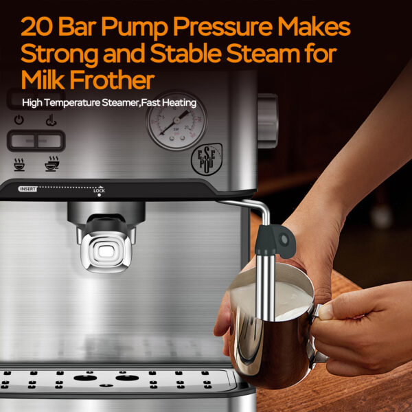 20 Bar Espresso Machine with Milk Frother and Pressure Display