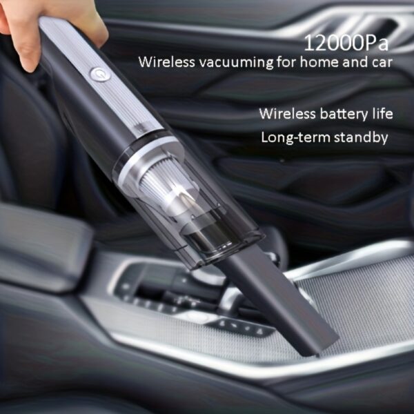 Wireless Silver Car Vacuum Cleaner with Strong Suction and Rechargeable Battery
