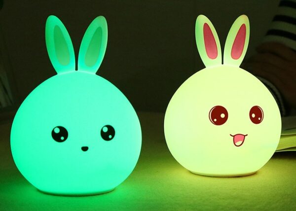 Cute Rabbit Night Light with Touch Sensor and Colorful LED