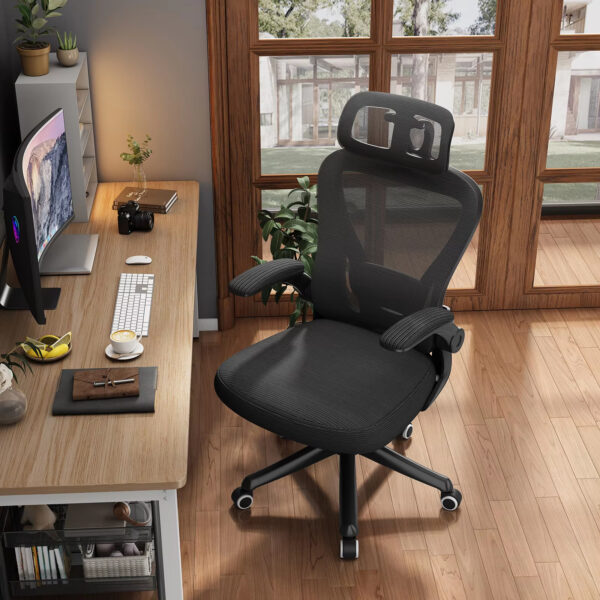 Ergonomic Black Swivel Office Chair with Mesh Seat and Lumbar Support