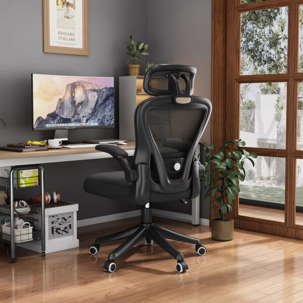 Ergonomic Black Swivel Office Chair with Mesh Seat and Lumbar Support