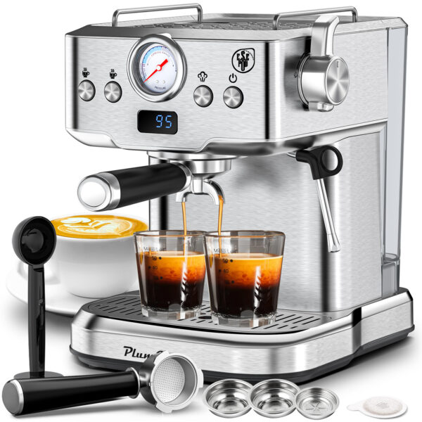 20 Bar Professional Espresso Machine with Milk Frother and Pressure Display