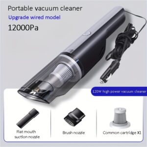 Wired Silver and Red Handheld Car Vacuum Cleaner with Strong Suction
