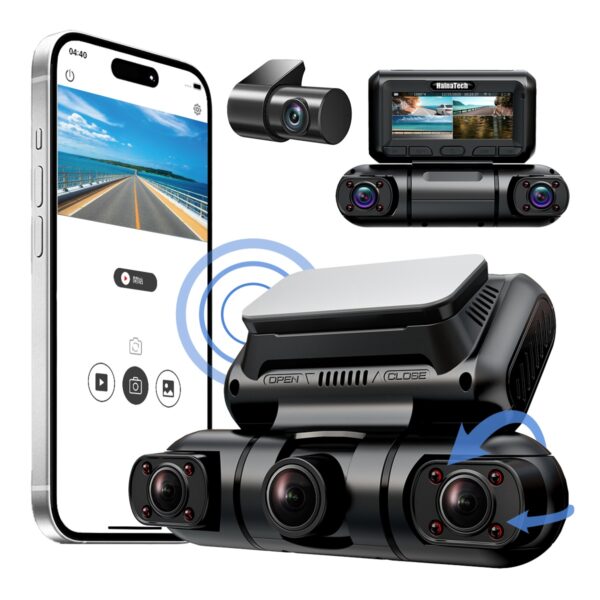 Hainatech 360° 4-Channel Dash Cam with GPS, WiFi, Night Vision, 128G Card