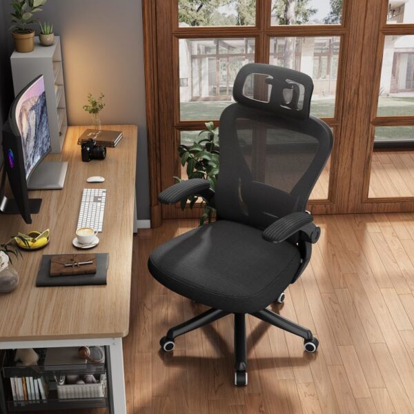 Ergonomic Black Swivel Office Chair with Mesh Seat and Lumbar Support