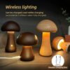 Wooden Mushroom LED Night Light with Touch Switch for Kids Bedroom