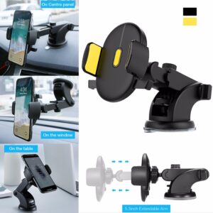 Telescopic Car Phone Holder with Dashboard Suction Mount