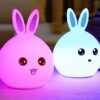 Cute Rabbit Night Light with Touch Sensor and Colorful LED