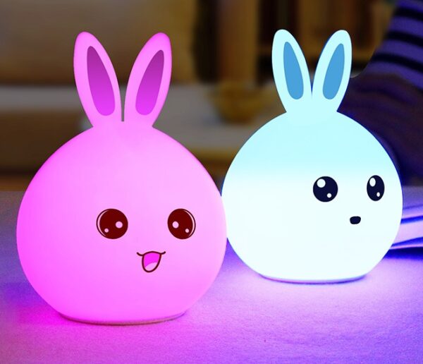 Cute Rabbit Night Light with Touch Sensor and Colorful LED