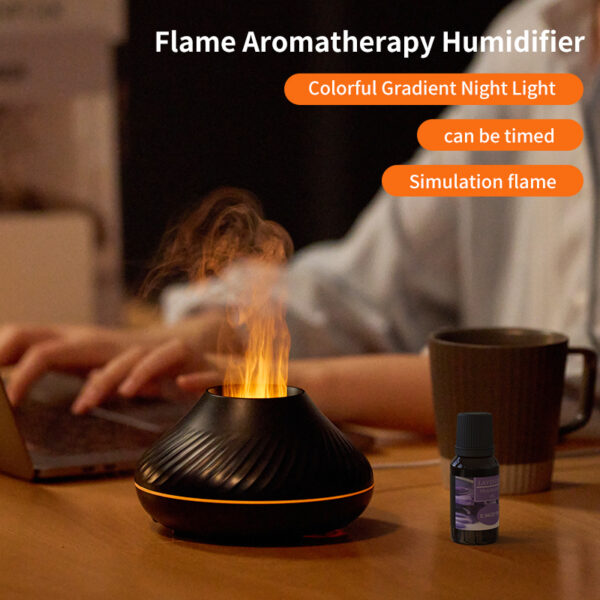 786b994b-736a-4f88-977d-0e7a64a5c5ec.jpg RGB Flame Aroma Diffuser 130ml with 3D Colorful Volcano Effect