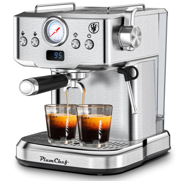 20 Bar Professional Espresso Machine with Milk Frother and Pressure Display