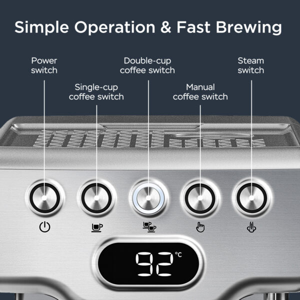 Geek Chef 20 Bar Espresso Machine with Milk Frother and 1.8L Tank