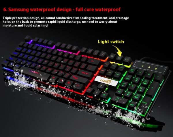 Industrial USB Gaming Keyboard with Glowing Backlight