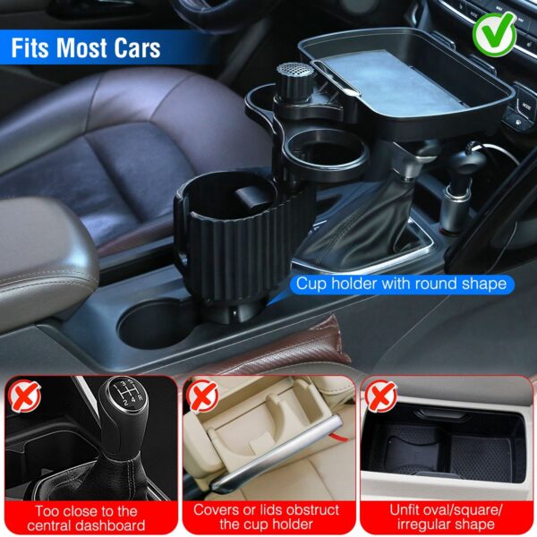 aa01f07b-5f94-4bda-85de-0b814a1f53f9.jpg 4-in-1 Car Cup Holder Tray with Phone Mount and Rotating Base
