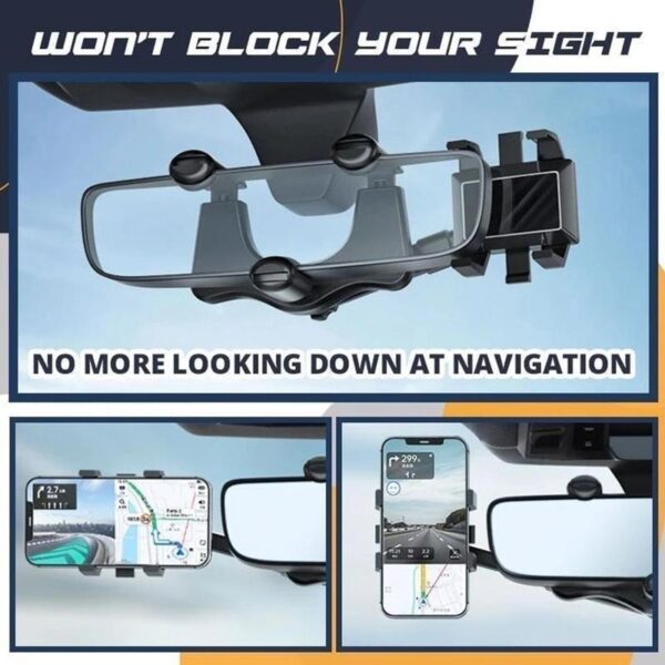360° Rearview Mirror Phone Holder for All Cars and Phones