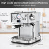 20 Bar Professional Espresso Machine with Milk Frother and Pressure Display