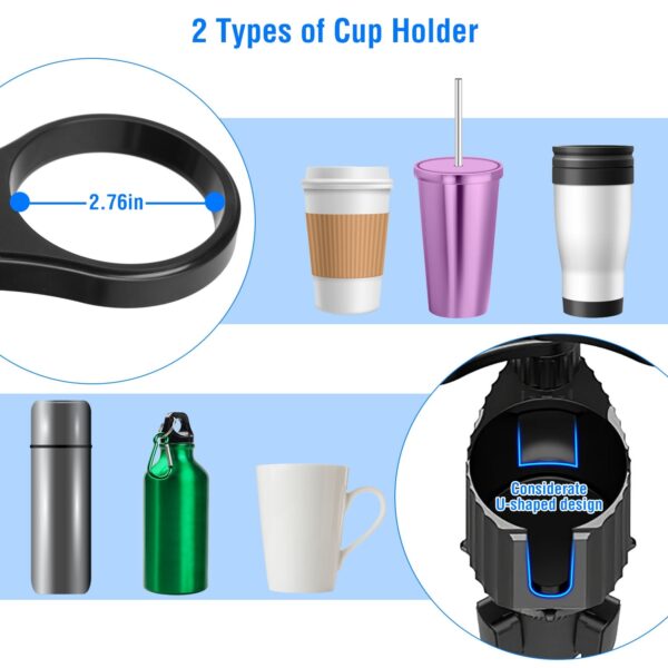ca4d3895-a314-4700-b364-a23c7767acc7.jpg 4-in-1 Car Cup Holder Tray with Phone Mount and Rotating Base