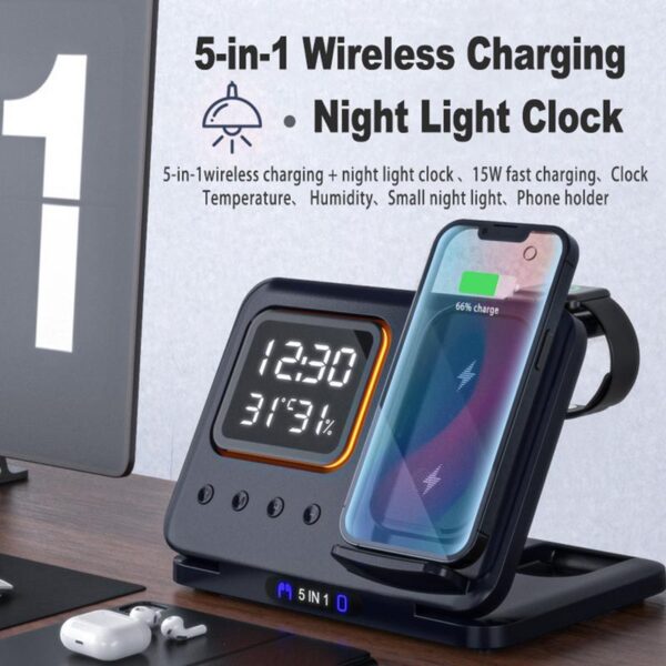 cb847781-7817-46e3-85a5-4324fa5ebc76.jpg 5 in 1 Wireless Charging Stand with 15W Fast Charger and LED Alarm Clock