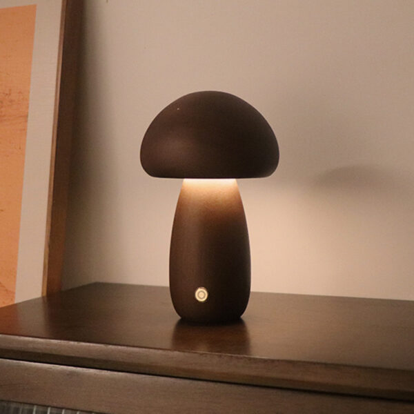 Wooden Mushroom LED Night Light with Touch Switch for Kids Bedroom