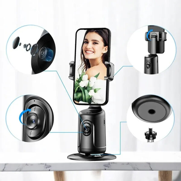 360° AI Auto Face Tracking Gimbal – Smart Phone Holder for Vlogging & Live Video