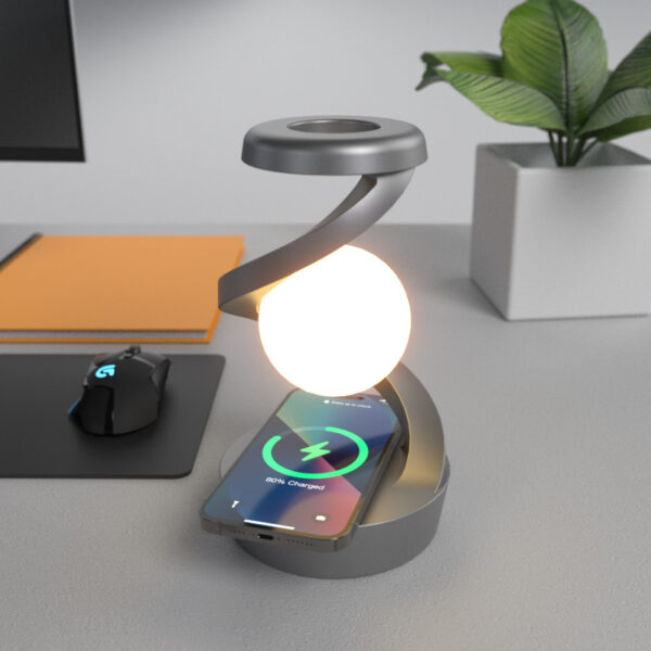 Rotating Moon Desk Lamp with Wireless Charging and Sensor Control