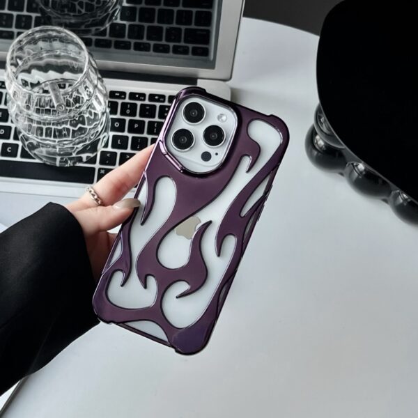 Electroplated Hollow Heat‑Dissipating Phone Case – Premium Soft Shell with Flame Design