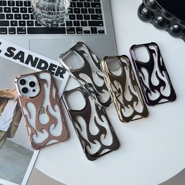 Electroplated Hollow Heat‑Dissipating Phone Case – Premium Soft Shell with Flame Design