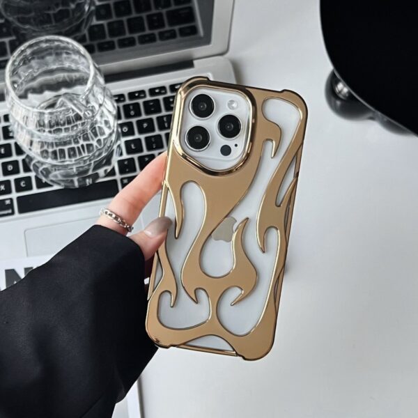 Electroplated Hollow Heat‑Dissipating Phone Case – Premium Soft Shell with Flame Design
