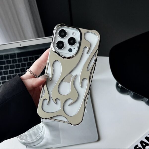 Electroplated Hollow Heat‑Dissipating Phone Case – Premium Soft Shell with Flame Design