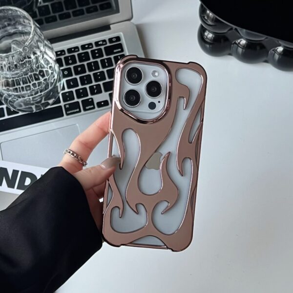 Electroplated Hollow Heat‑Dissipating Phone Case – Premium Soft Shell with Flame Design