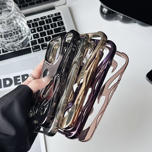 Electroplated Hollow Heat‑Dissipating Phone Case – Premium Soft Shell with Flame Design