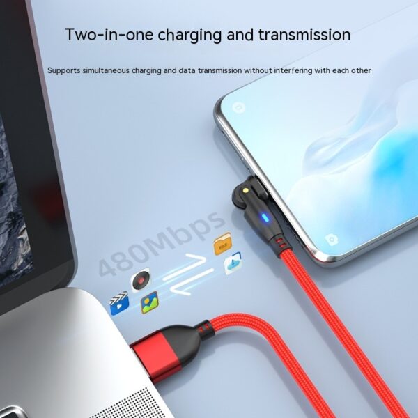 180° Bendable Fast Charging Data Cable – USB Type-C for Android Devices