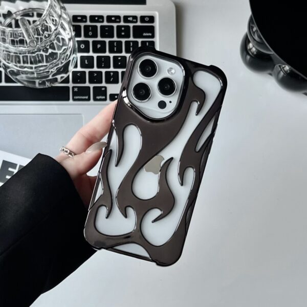 Electroplated Hollow Heat‑Dissipating Phone Case – Premium Soft Shell with Flame Design