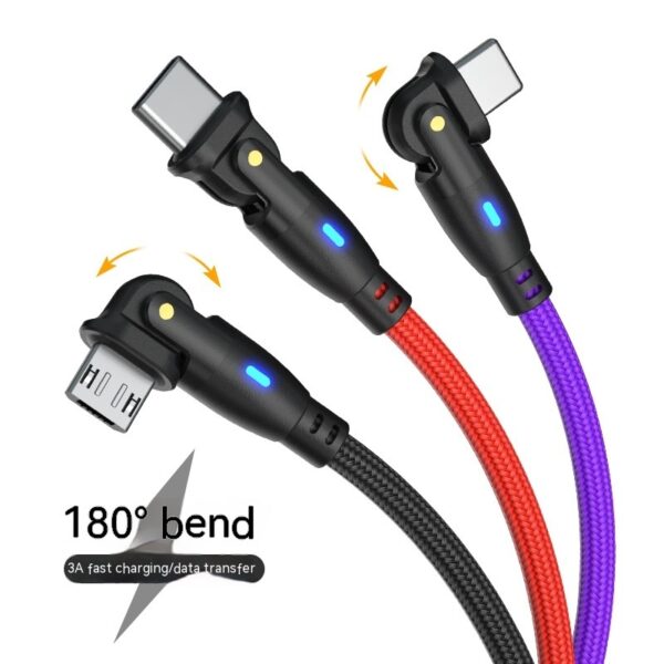 180° Bendable Fast Charging Data Cable – USB Type-C for Android Devices