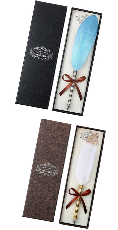 European Retro Feather Pen Gift Box – Vintage Writing Elegance | gizmoprohaven