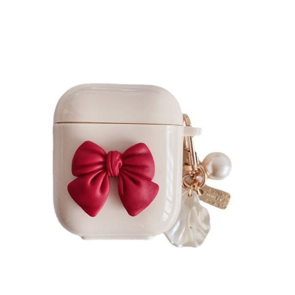 bbdffd3f-212a-4fb1-bf00-452be8d06df0.jpg Beige Red Bow Shell Pendant Wireless Earphone Case