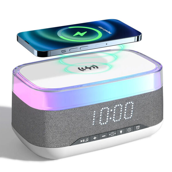 Smart Alarm Clock with Bluetooth Speaker & Wireless Fast Charger